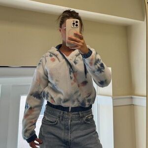 Womens Tie-Dye Hooded cropped Sweater